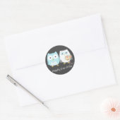 Owls Wedding Bride and Groom Cute Passen getrouwd Ronde Sticker (Envelop)