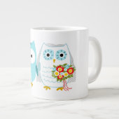 Owls Wedding Bride and Groom Pas getrouwd Couple Grote Koffiekop (Voorkant rechts)