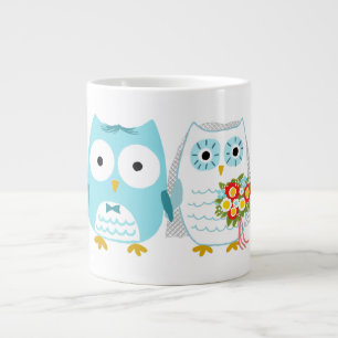 Owls Wedding Bride and Groom Pas getrouwd Couple Grote Koffiekop