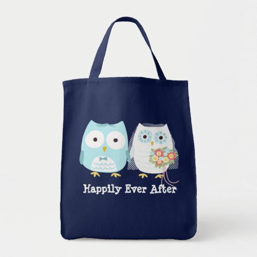 Owls Wedding - Cute Pas getrouwd Bride and Groom Tote Bag (Voorkant)