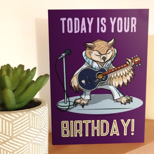 Owlways On My Mind Verjaardag Funny Owl Cartoon Kaart