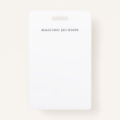 Own Name Calligraphy Chic Plain Simple Black White Badge (Voorkant)