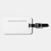Own Name Calligraphy Chic Plain Simple Black White Bagagelabel (Voorkant horizontaal)