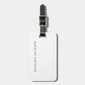Own Name Calligraphy Chic Plain Simple Black White Bagagelabel (Voorkant verticaal)