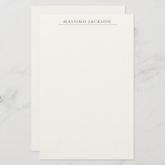 Own Name Calligraphy Chic Plain Simple Black White Briefpapier (Voorkant / Achterkant)