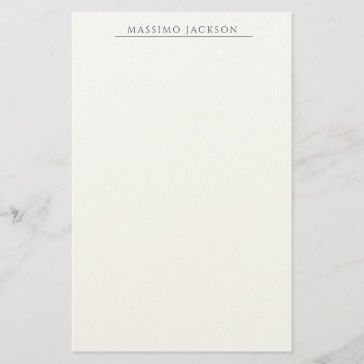 Own Name Calligraphy Chic Plain Simple Black White Briefpapier (Voorkant)