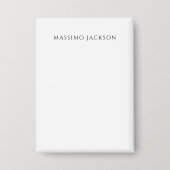 Own Name Calligraphy Chic Plain Simple Black White Button (Voorkant)