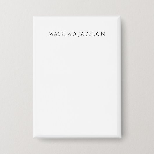 Own Name Calligraphy Chic Plain Simple Black White Button (Voorkant)