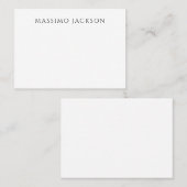 Own Name Calligraphy Chic Plain Simple Black White Contactkaartje (Voorkant / Achterkant)