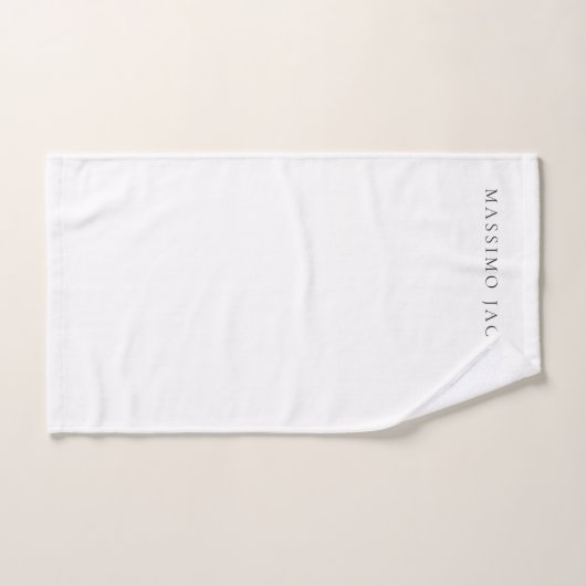 Own Name Calligraphy Chic Plain Simple Black White Handdoek (Handdoek)