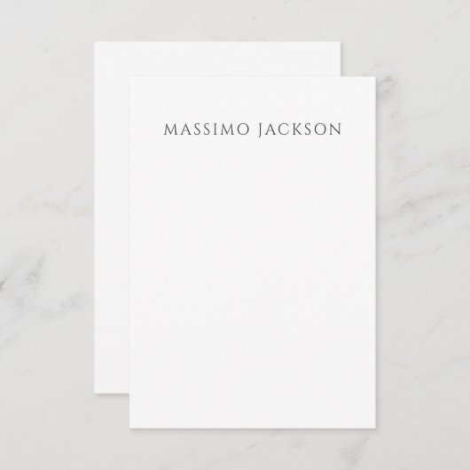 Own Name Calligraphy Chic Plain Simple Black White Informatiekaartje (Voorkant / Achterkant)