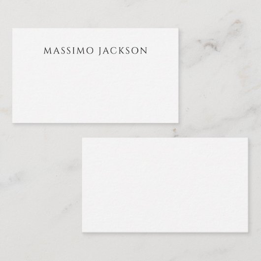 Own Name Calligraphy Chic Plain Simple Black White Informatiekaartje (Voorkant / Achterkant)