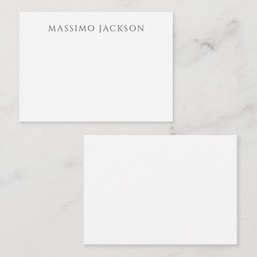 Own Name Calligraphy Chic Plain Simple Black White Notitiekaartje (Voorkant / Achterkant)
