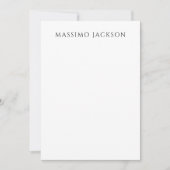 Own Name Calligraphy Chic Plain Simple Black White Notitiekaartje (Voorkant)