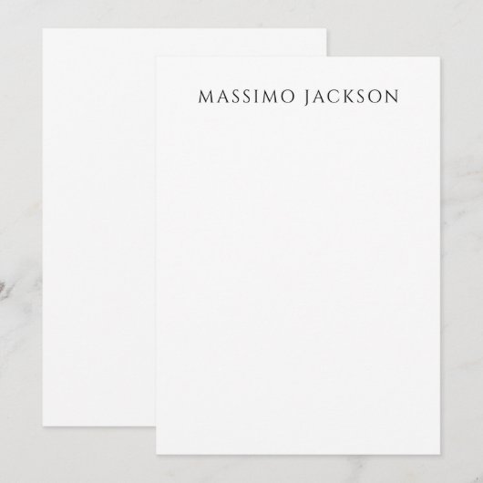Own Name Calligraphy Chic Plain Simple Black White Notitiekaartje (Voorkant / Achterkant)