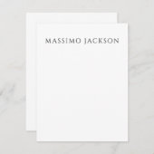 Own Name Calligraphy Chic Plain Simple Black White Notitiekaartje (Voorkant / Achterkant)