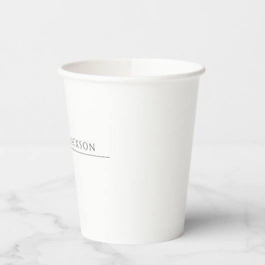 Own Name Calligraphy Chic Plain Simple Black White Papieren Bekers (Links)