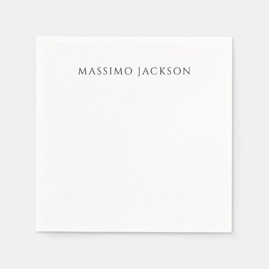 Own Name Calligraphy Chic Plain Simple Black White Servet (Voorkant)