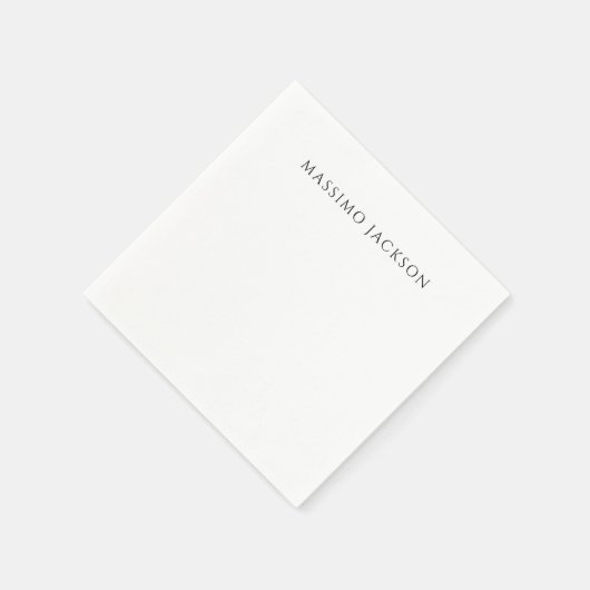 Own Name Calligraphy Chic Plain Simple Black White Servet (Hoek)