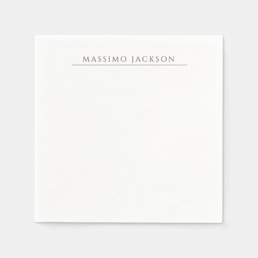 Own Name Calligraphy Chic Plain Simple Black White Servet (Voorkant)