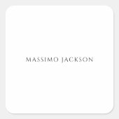 Own Name Calligraphy Chic Plain Simple Black White Vierkante Sticker (Voorkant)