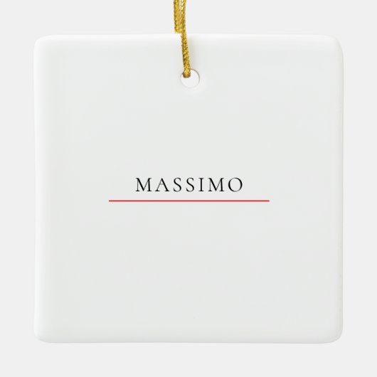 Own Name Decorative Chic Plain Simple Black White Keramisch Ornament (Voorkant)