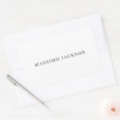 Own Name Decorative Chic Plain Simple Black White Rechthoekige Sticker (Envelop)