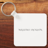 Own Name Decorative Chic Plain Simple Black White Sleutelhanger (Voorkant)