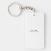 Own Name Decorative Chic Plain Simple Black White Sleutelhanger (Voorkant)