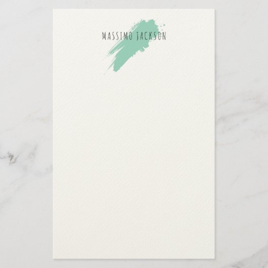 Own Name Decorative Chic Plain Simple Blue White Briefpapier (Voorkant)