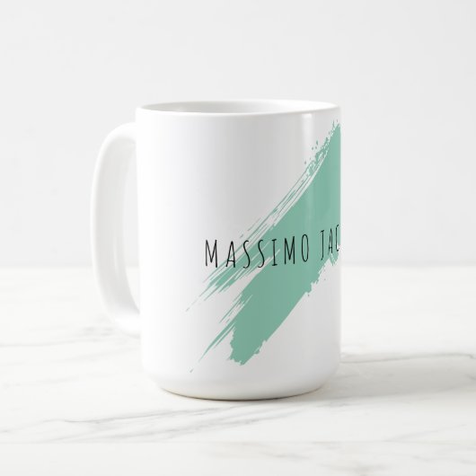 Own Name Decorative Chic Plain Simple Blue White Koffiemok (Voorkant links)