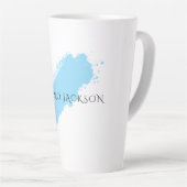 Own Name Decorative Chic Plain Simple Blue White Latte Mok (Rechterhoek)