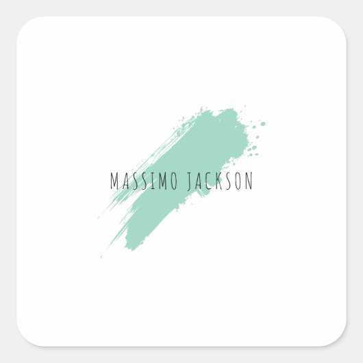 Own Name Decorative Chic Plain Simple Blue White Vierkante Sticker (Voorkant)