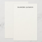 Own Name Decorative Minimalist Plain Black White Briefpapier (Voorkant / Achterkant)