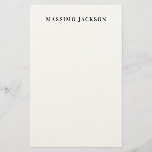 Own Name Decorative Minimalist Plain Black White Briefpapier (Voorkant)