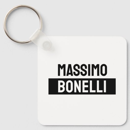 Own Name Minimalist Modern Plain Black White Sleutelhanger (Voorkant)