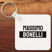 Own Name Minimalist Modern Plain Black White Sleutelhanger (Voorkant)