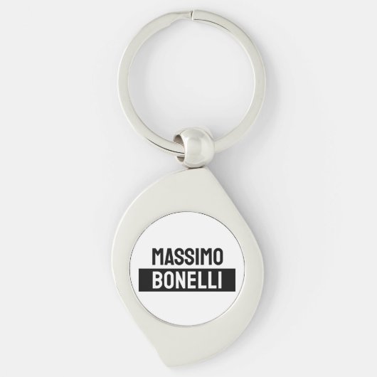 Own Name Minimalist Modern Plain Black White Sleutelhanger (Voorkant)