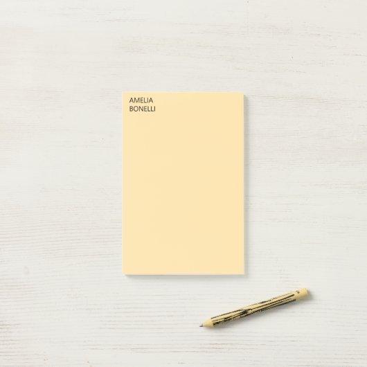 Own Name Modern Minimal Professional Plain Beige Post-it® Notes (Op bureau)