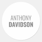 Own Name Modern Minimalist Elegant Professional Ronde Sticker (Voorkant)