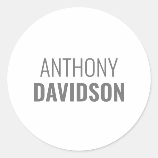 Own Name Modern Minimalist Elegant Professional Ronde Sticker (Voorkant)