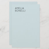 Own Name Modern Minimalist Professional Plain Blue Briefpapier (Voorkant / Achterkant)
