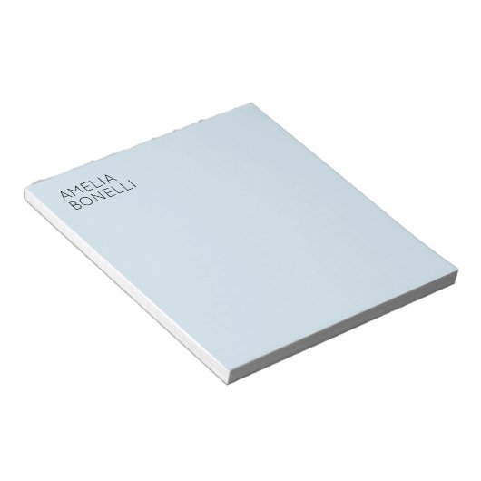 Own Name Modern Minimalist Professional Plain Blue Notitieblok (Schuin)