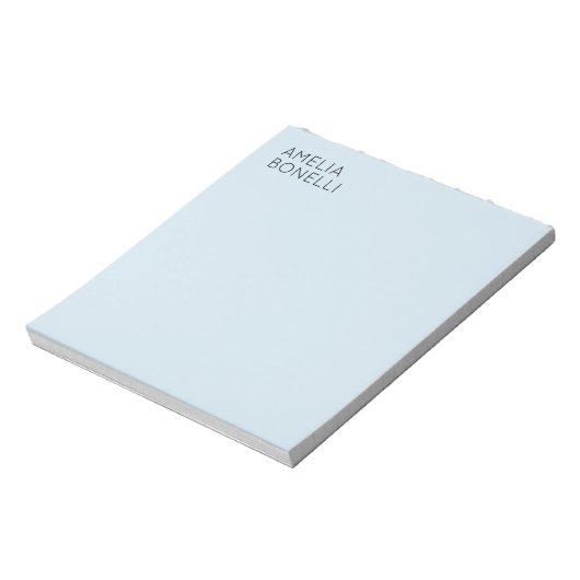 Own Name Modern Minimalist Professional Plain Blue Notitieblok (Linkerzijde)
