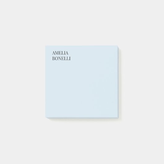 Own Name Modern Minimalist Professional Plain Blue Post-it® Notes (Voorkant)