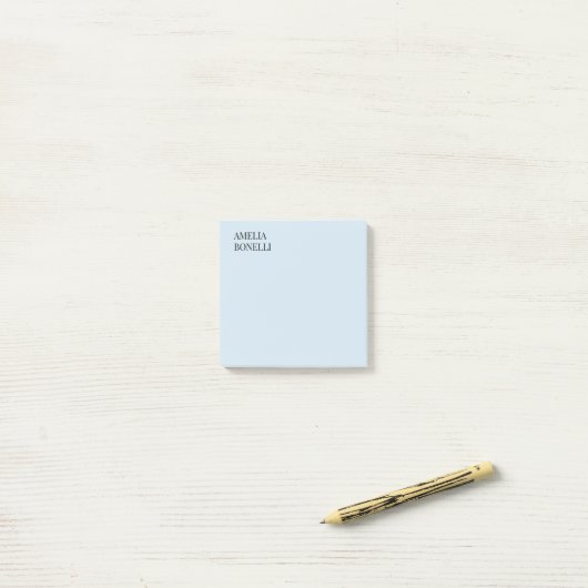 Own Name Modern Minimalist Professional Plain Blue Post-it® Notes (Op bureau)