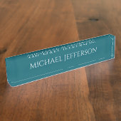 Own Name Plain Dark Teal Color Personalized Custom Naambordje (Zijkant)