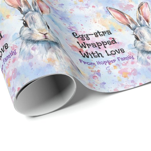 Own text Watercolor Easter Bunnies Cadeaupapier (Rol Hoek)
