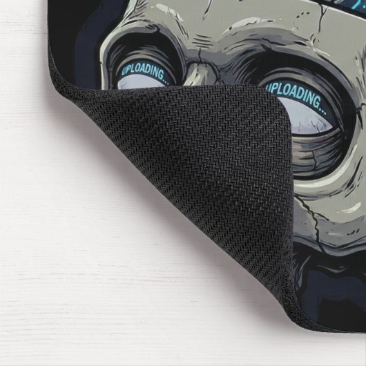 Own Your Mind – Cyberpunk Skull Brain Upload Muismat (Hoek)