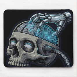 Own Your Mind – Cyberpunk Skull Brain Upload Muismat